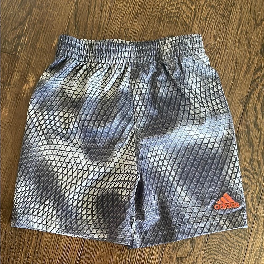 Adidas Gray Patterned Shorts with Orange Logo size 24 months